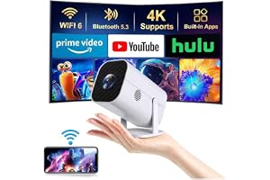 Mini-projektor med WiFi 6 och Bluetooth 5.3, stöder 4K | Elektrisk fokus bärbar projektor, 1080P videoprojektor för sovrum, stöder /TV-stick/iPad/PS5/laptop/HDMI/USB