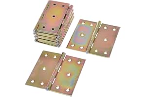 Aqbau® 10er Set Scharniere 100 x 100 mm Gerollt Türscharniere Kistenband Scharnier Scharniere Klappbar Halbbreite Möbelscharniere Kistenband türscharniere für holztüren Gelb Verzinkt