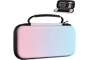 MoKo Tasche Kompatibel mit Nintendo Switch OLED Modell/Switch, Tragbare Reise Rundum Schutz Hartschalen Aufbewahrungstasche für Zubehör Tragetasche Hülle Case, Blaurosa