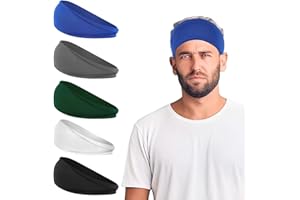 TEAAHA Opaska przeciwpotowa na czoło, 5 sztuk sportowych opasek na czoło dla kobiet i mężczyzn, czarna, do treningu, piłki nożnej, joggingu, biegania, jazdy na rowerze, jogi