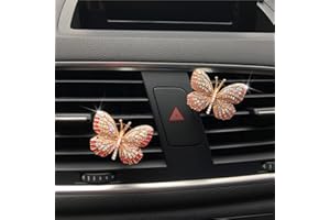 VILIA 2 Pieces(Pink+blue butterfly) Car Air Vent butterfly Clips Car Air Conditioning Freshener Clip Rhinestone butterfly Air Vent Decorations withWomen Fashion Car Decorations Gift