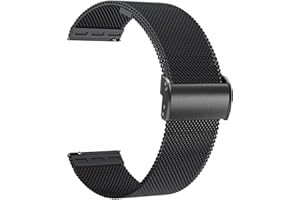 Microwear Cinturino Metallo in Acciaio Inossidabile per Orologio 16mm 18mm 20mm 22mm Intrecciata in Maglia Bracciale Sgancio Rapido Regolabili Cinturini Fibbia per Uomo e Donna