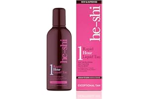 ‎HE-SHI He-Shi Schnelles 1-Stunden-Flüssigbräunungsmittel – Sofortige Selbstbräune ohne künstlichen Bräunungsgeruch – Schnell trocknend und streifenfrei – Natürliche vegane Bräune mit Vitamin E – Körper- und Gesichtsbräune (150 ml)