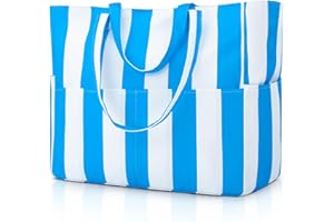 benpen Strandtasche XXL Familie mit Reißverschluss,Badetasche Groß Wasserdicht,Schwimmbad Tasche mit mehreren Taschen, Grosse Einkaufstasche Faltbar Umhängetasche Tragetasche Shopping Bag Reisetasche