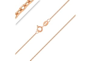 PLANETYS - Catenina per Bambini Argento Sterling 925 Placcato Oro Rosa 18K Modello Forzatina Diamantate Larghezza: 1 mm Lunghezza: 32-34-36-38-40 cm