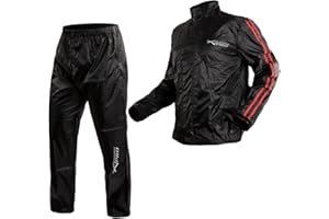 A-PRO Giacca Pantaloni Impermeabile Antipioggia Moto Scooter Alta Visibilità ROSSO S