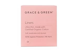 GRACE AND GREEN Grace & Green - Cotton Panty Liners - Ultra Thin - Organic - Biodegradable Packing - Individually Wrapped - Sustainable - 24x Liners