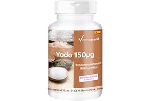 Yodo 150mcg – Bote para ¡6 MESES! – yoduro de potasio – 100% vegano – 180 comprimidos de Yodo – para el metabolismo– la fertilidad y la lucha contra la pérdida de cabello | Vitamintrend®