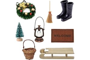 JENICH 8er Set Miniatur Puppenhaus Weihnachten Gartengeräte Miniaturgarten Gartengeräte Mikrolandschaft Miniatur Garten Möbel Deko Metall für Feegarten Biergarten Minigarten Wirbel Zwerg Garten (B)