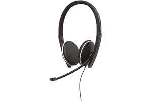 Sennheiser SC 165 USB (508317) - Auriculares de doble cara (binaural) con sonido estéreo HD, micrófono con cancelación de ruido y puerto USB, color negro