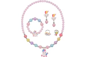 OSDUE Unicorn Jewelry Set, Necklace Earring Bracelet Ring Set, Jewelry Favors, Princess Party, Birthday Gift