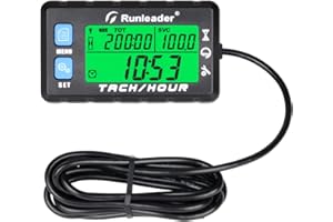 NInE-ROnG Tacómetro Digital/Medidor de Horas/Tacómetro con Retroiluminación Batería Reemplazable Alerta RPM Recordatorio de Mantenimiento Impermeable para Generador Cortacésped Motocicleta
