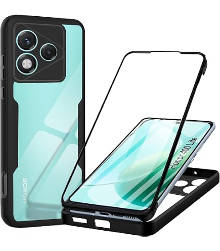 Custodia Antiurto Per Honor 400 Lite Con Anello Magnetico - Cover Bumper In TPU E PC, Nero