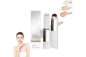 Stick Fond de Teint Coréen Auto-Adaptable - Base de Teint 2-en-1 avec Pinceau, Longue Tenue, Fini Naturel Lumineux, pour Peaux Normales à Sèches et Mixtes (Naturel)