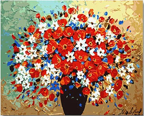 OBELLA Painting by Numbers Kits || Bright and Lush Flowers Potted 50 x 40 cm || Paint by Numbers, Digital Oil Painting, Frameless