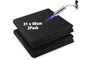 Wonninek Lot de 2 Couvertures de Soudage en Feutre de Carbone, Tampon Isolant Ignifuge Haute Température Jusqu'à 1093 °C, 30,5 x 68,6 cm, Tissu pour Torche, Plomberie, Chiffon