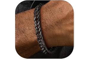 FaithHeart Men's Bracelet Cuban Link Chain 8/12/17mm, Chunky Miami Curb Chain Bracelets Stainless Steel/Gold/Black, 19/21/23cm Sturdy Bracelet for Men Women