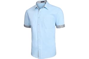 Enlision Chemises pour Hommes Habillées Manches Courtes Chemise Casual Regular Fit Chemises Formal Business Chemise