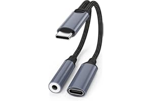 EASHION USB C Kopfhörer Adapter und Laden, 2 in 1 Adapter USB C Auf Klinke Unterstützt 60W Schnellladung, USB C 3,5mm Klinke Aux Audio Adapter für Sumsung, Huawei, Pixel