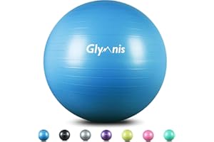 Glymnis Palla Fitness 55cm/65cm/75cm, Palla Pilates Anti-Scoppio Carico Massimo di 300kg, Yoga Anitiscivolo con Pompa Rapida per Pilates Allenamento Yoga e Fitness