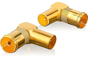 SEBSON Zestaw adapterów kątowych do anteny 90° - 2 x wtyczka koncentryczna (IEC) na gniazdo koncentryczne (IEC) - kabel antenowy adapter do telewizji kablowej, radia, odbiornika