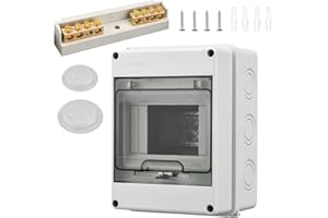 OUTINHAO Sicherungskasten Aufputz, Verteilerkasten Aufputz IP65, mit Messingklemmen, Unterverteilung Aufputz 1 Reihig für 5 Modules, für Garten oder Außenbereichen, Villen, Ladesäulen