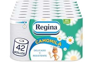 Regina Cartacamomilla Carta igienica | Confezione da 42 Rotoli | 150 strappi per Rotolo* | Delicata e Consistente, leggermente profumata con essenza alla Camomilla | Carta 100% Certificata FSC