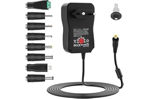 Universal Netzteil 3-12V, Isisyu 30W AC zu DC 3V 4.5V 5V 6V 7.5V 9V 12V Adapter Einstellbares Schaltnetzteil Ladegerät mit 5V 2.1A USB Port und 8 DC Steckern für LED Streifen, Router, 2A max