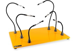 QuadHands Jumbo Workbench - Helping Hands Third Arm Soldering Work Station | Extra Large & Heavy No Tip Base Plat | 6 Flexible Magnetic Arms