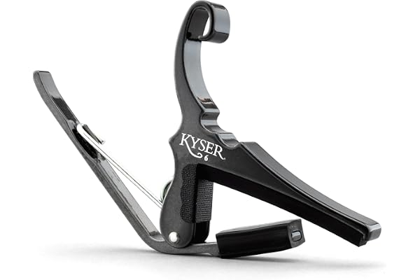 Kyser Capodastre Quick-Change pour guitares acoustiques à 6 cordes, Chrome Noir, KG6BC