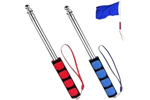 EVDZNA Mât Télescopique, Mât de Télescope Portatif 2 Pièces, Mât de Drapeau Portable en Acier Inoxydable, Mât de Drapeau Extensible en Acier Inoxydable pour Les Guides Touristiques, Camping