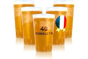 Table'Colors 40 Gobelets Reutilisable et Recyclable 33cl Polypropylène Rigide Givré - Fabriqué en France, Sans BPA - Compatible Micro-ondes et Lave-vaisselle - Boisson Chaude, Froide