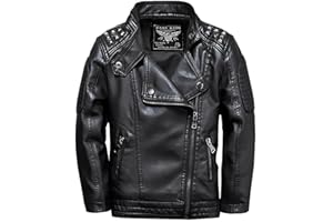linboo Giacca in pelle da ragazzo per mezza stagione primavera autunno bambini bomber giacca da motociclista giacca in similpelle