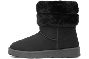 Lilley Womens Black Faux Fur Trim Ankle Boot