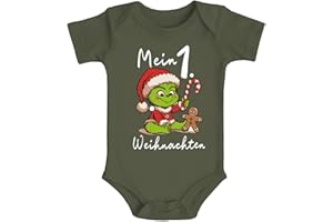 MoonWorks® Baby Body Mein 1. Weihnachten Rentier Grinch Lustig Weihnachtsoutfit Spruch Bio-Baumwolle Jungen & Mädchen