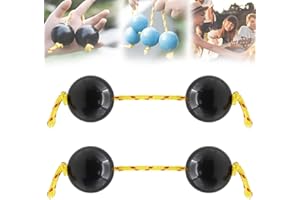 BIUBIULOVE Aslatua Bola rítmica, 2 pares de sonajero africano, percusión de doble calabaza, bolas de mano ABS Kashaka Instrument, Kashaka Music Egg Shaker para actuaciones en vivo (Negro)