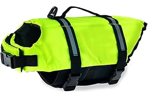 FANSU Hundeschwimmweste, Hunde Schwimmweste mit Rettungsgriff-Rettungsweste für Hunde -Verstellbare Größe zum Schwimmen, Surfen, Bootfahren (XL,Grün)