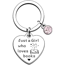 Portachiavi A Forma Di Libro Per Amanti Dei Libri – Regalo Per Donne Lettrici, Bibliofile – In Acciaio Inossidabile Argento Con Ciondolo Fiore