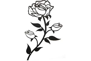 ESTART Grande decorazione da parete a forma di rosa, 38,1 cm di altezza, in metallo nero, da appendere alla parete, per interni ed esterni, casa, camera da letto, ufficio (1 pezzo)