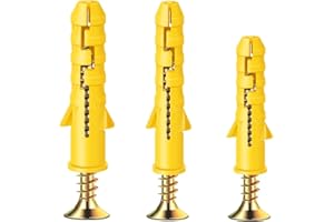 YICEN 100 Pcs Screws and Wall Plugs Set,Masonry Brick Concrete Fixings Plugs Assortment Kit,Rawl Plugs and Screws in Compartment Box,Zinc Galvanized 3 Different Size.