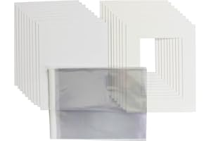 HOOPERSFRAMING Pack of 20 Picture Photo Mounts Kits - Mats, Backs & Clear resealable Bags. Frame Size 16 x 12 inch - Inner Window to fit 12 x 8"Prints/Artwork. Choice of White, Black & Antique White (Antique White)