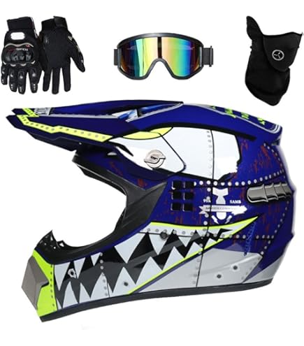 Casco Motocross Integrale Per Bambini - Con Occhiali, Guanti E Maschera - Taglie S-XL, Certificato DOT - Foto 3