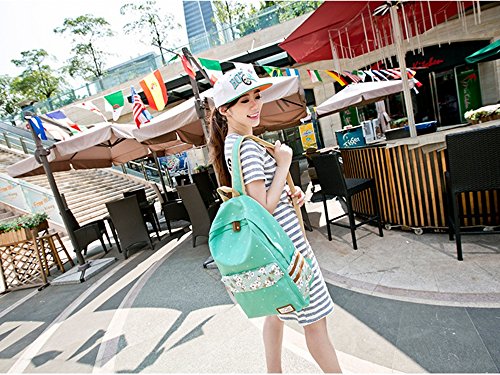 Evay Canvas Rucksack Retro Vintage Stil Bunte Polka Dot Daisy Blume Schulrucks  cke Schule Tasche f  r Damen und Herren Leichte Niedlichen Wasserdicht