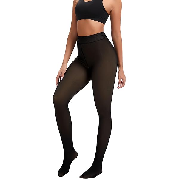 DIKER Thermische panty met fleece gevoerde hoge taille voor dames met comfortabele fleece binnenkant - Modieuze panty voor de winter, Bruin