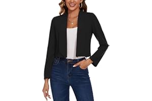 MINTLIMIT Womens Cropped Blazer Open Front Suit Jacket Long Sleeve Blazers Casual Cardigan Shawl Lapel Outerwear