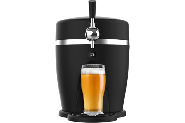 Cecotec Tireuse à Bière BeerFlow 5000. Machine à bière 60W, température de 3-6°C, compatible avec barils pressurisés de 5L, avec poignée, plateau d'égouttage et pieds antidérapants