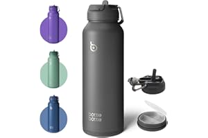 BOTTLEBOTTLE BOTTLE BOTTLE Borraccia termica con cannuccia, in acciaio inox, con manico, per sport all'aria aperta, per pillole (grigio)