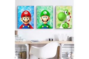 MA LITTLE CANV Affiche Mario - Décoration murale pour chambre d'enfant fille ou garcon - Motif Mario Luigi | Sans Cadres 30x40cm (Yoshi)