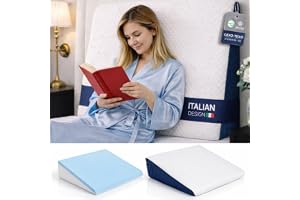 Ritalia antirefluxkil för vuxna 65x60x20 cm för att höja madrassen med gel-viskoelastiskt skum, läskudde med tvättbart bambuöverdrag, ryggstöd för säng, CertiPUR-skum