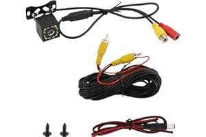 VIDSMOW Car Reversing Camera with 12 Led Night Vision, 170° Wide Angle Rear View Camera Ip66 Waterproof, Parking Camera with Rca Cable and Guidelines For Cars, Vans, Suvs, Trucks, Caravans, Rvs
